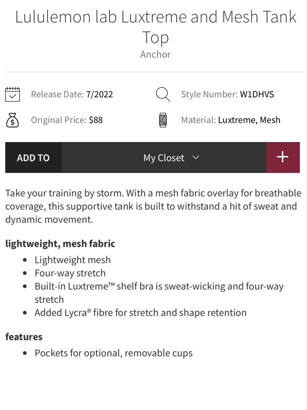 LULULEMON ❤️‍🔥 LUXTREME MESH CROP BRA TOP SIZE 6 - Picture 5 of 11